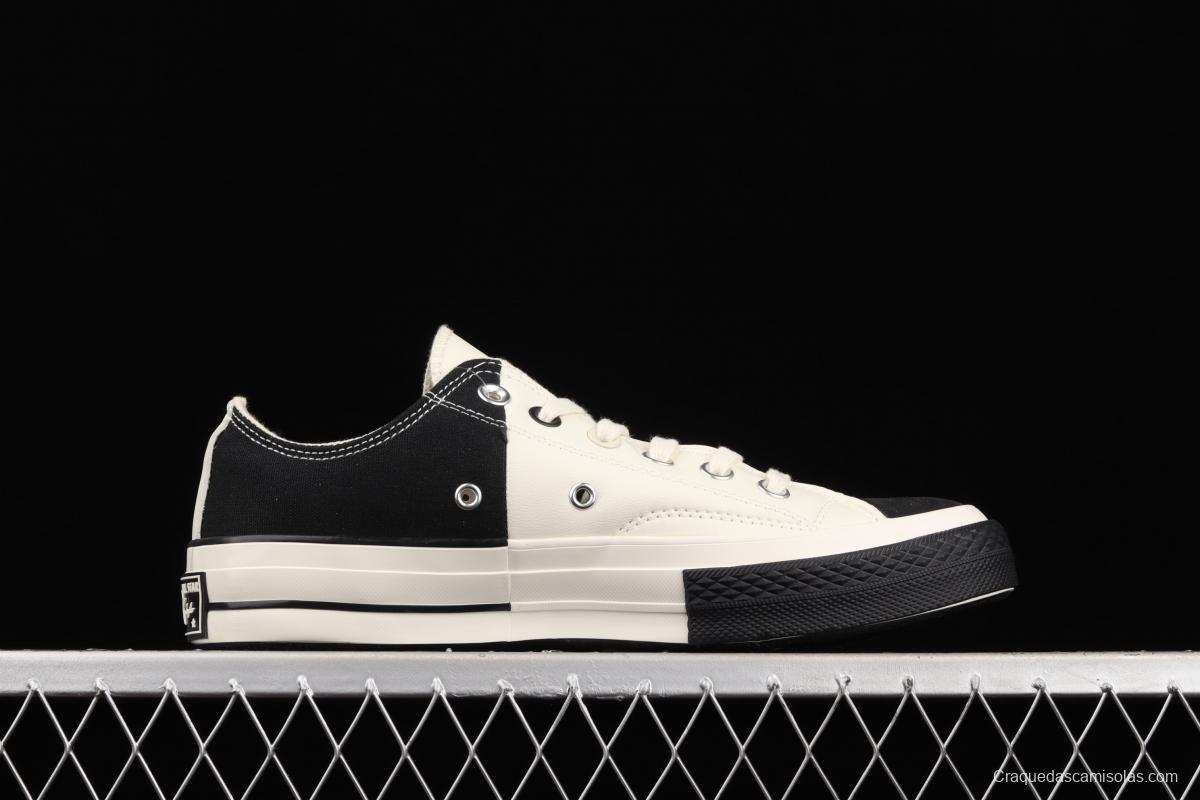 Converse Restructured Chuck 1970 White spliced black and white vulcanized low-top leisure sports shoes 168624C