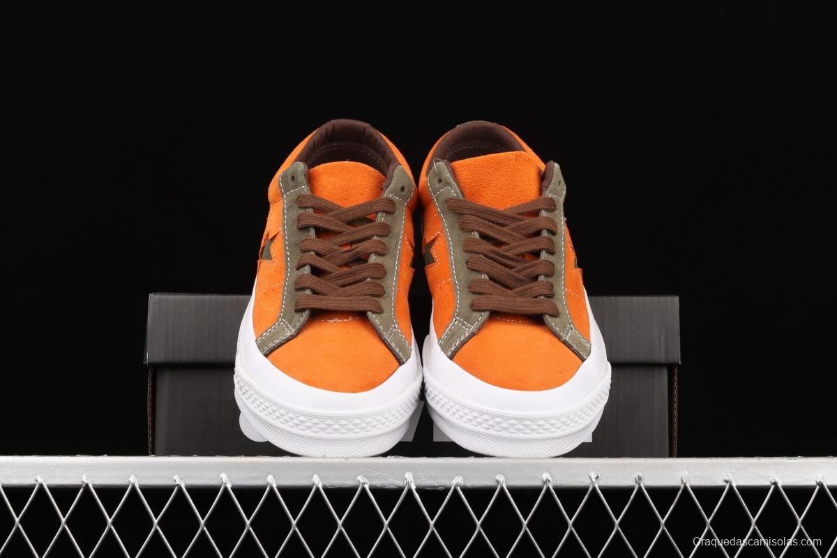 Converse One Star Converse dirty orange-green fur-turned one-star low-top board shoes 161617C