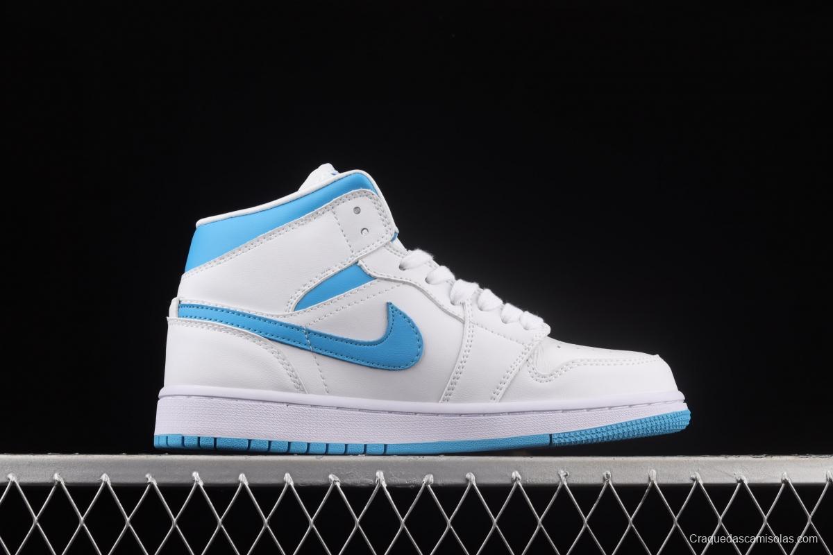 Air Jordan 1 Mid Lake Blue Zhongbang Basketball shoes BQ6472-114