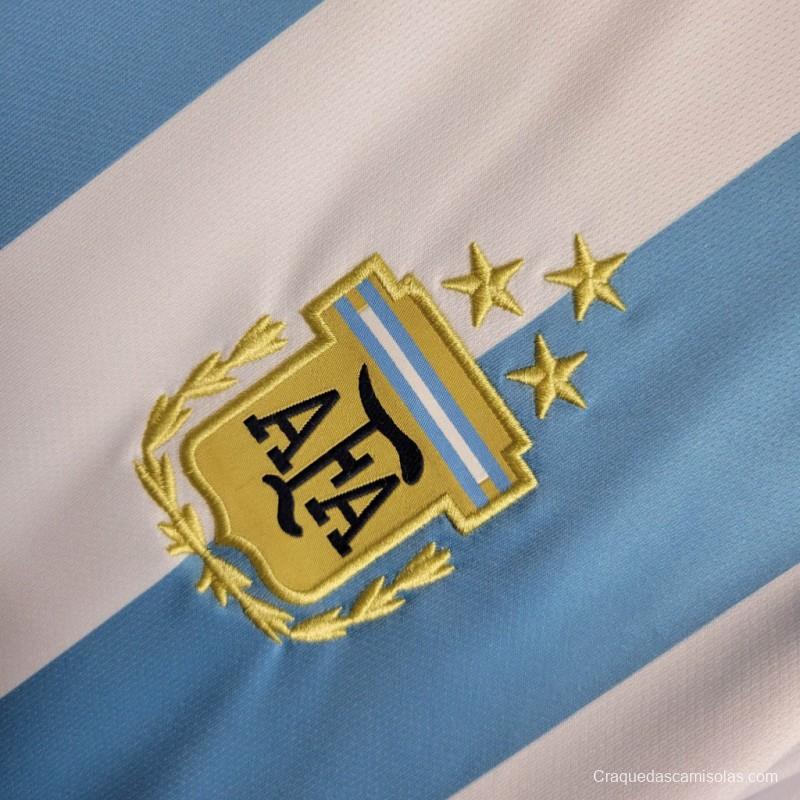 3 Stars 2022 Argentina Home Long Sleeve Jersey